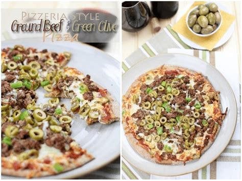 Healthy Pizzeria Style Ground Beef and Green Olives Pizza • The Healthy Foodie