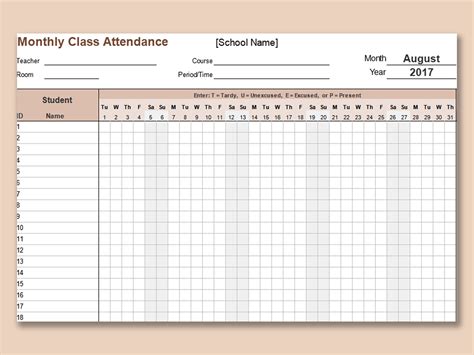 Attendance Sheet Excel Template