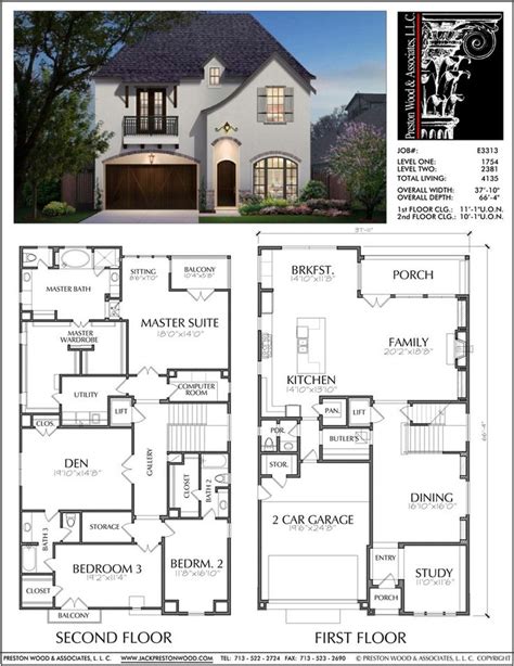 Single Family Two Story Custom Home Plans, Residential Development Des ...