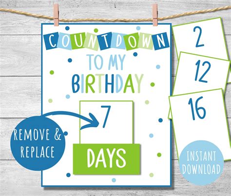 Birthday Countdown Calendar, Printable DIY Kids Countdown Sign ...