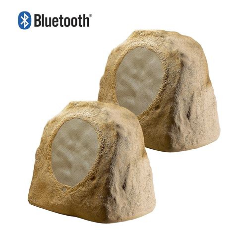 Bluetooth Wireless Rock Speaker Pair, 8" 100W Weather-Resistant Outdoor Speakers with IP67 ...