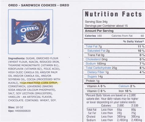 Nutrition Label For Oreos | Oreo nutrition facts, Cereal nutrition label, Nutrition labels