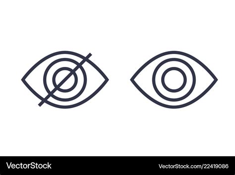 Hide show linear icons with eye Royalty Free Vector Image