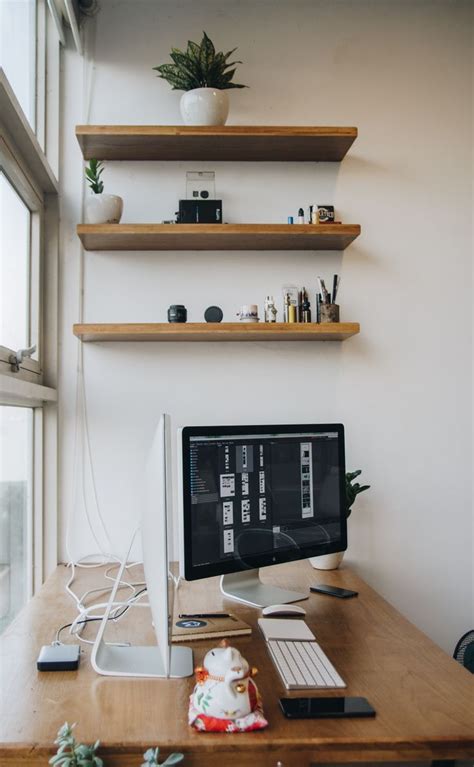 Home office desk and shelf set up. | Living room shelves, Home decor, Diy home decor