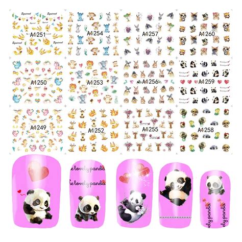 12pcs Cute Animals Panda/Rabbits Decorations Sticker Water Transfer ...