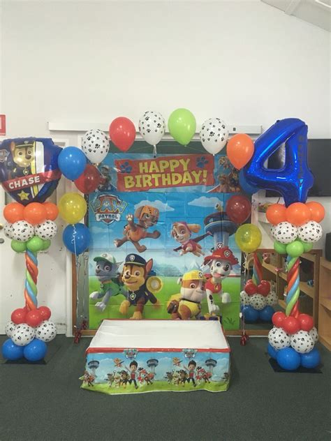 Paw Patrol 4th Birthday Balloon Arch | Decoración de fiestas infantiles, Cumpleaños patrulla ...