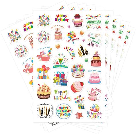 Amazon.com: Happy Birthday Stickers 10 Sheets 300 Pcs for Kids Party ...