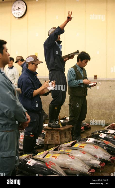 Auction, fish market, Tsukiji, Tokyo, Japan, Asia Stock Photo - Alamy