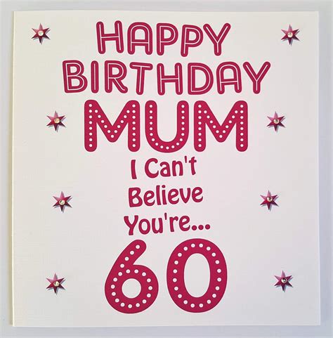 Happy Birthday Card - MUM 60th Birthday - Handmade : Amazon.co.uk: Stationery & Office Supplies