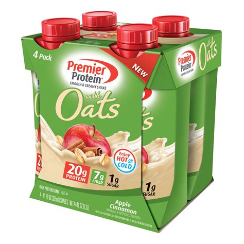 Premier Protein Shake with Oats, Apple Cinnamon, 20g Protein, 11 Fl Oz, 4 Ct - Walmart.com