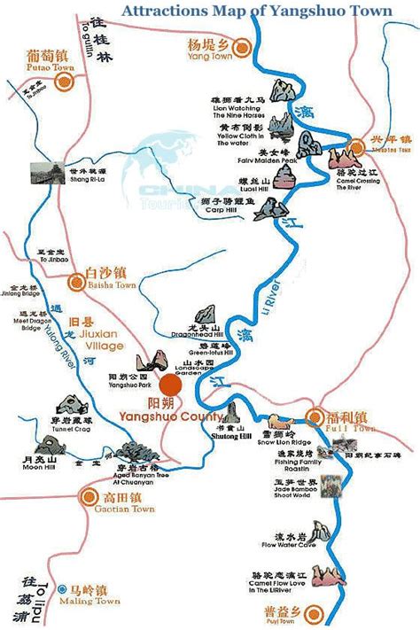 Tourist map of Yangshuo, Free Yangshuo Map