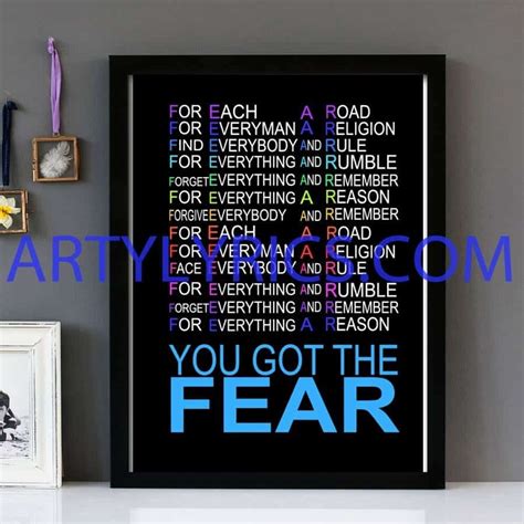 "Fear" Ian Brown- Framed Lyrics Wall Art Design