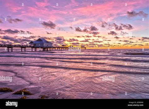 Sunset at Clearwater Beach Florida Stock Photo - Alamy