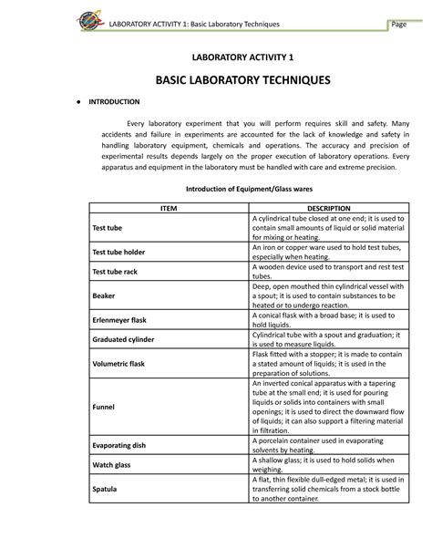 Labrep-1-Basic Lab Techniques - LABORATORY ACTIVITY 1: Basic Laboratory ...