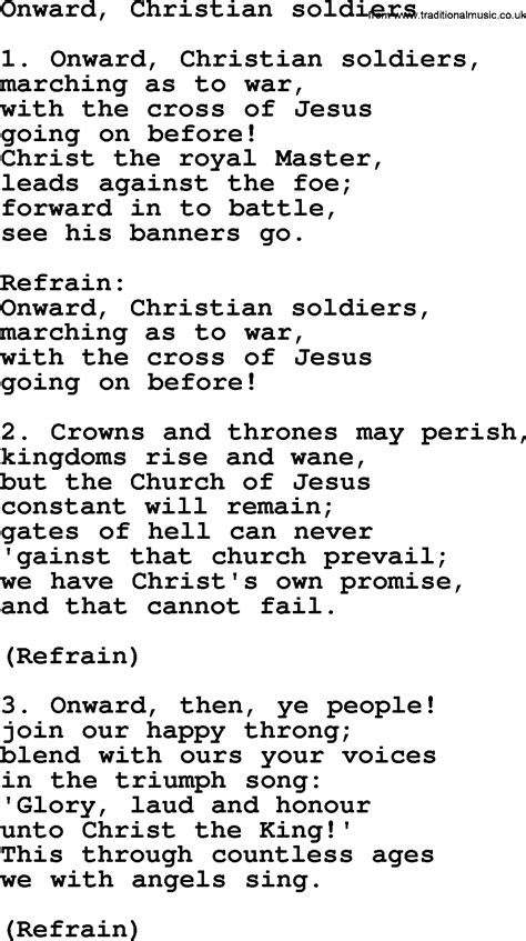 Presbyterian Hymn: Onward, Christian Soldiers - lyrics, and PDF