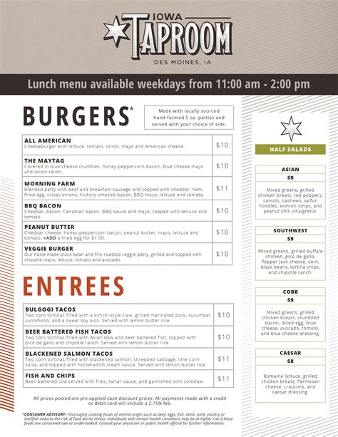 Lunch Menu | The Iowa Taproom