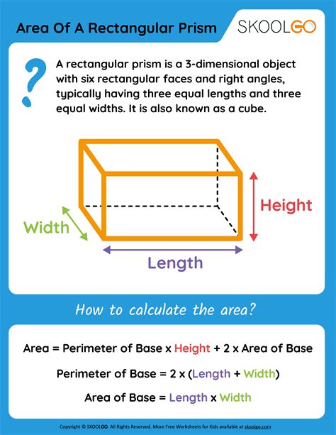 Area of a Rectangular Prism - Free Worksheet - SKOOLGO