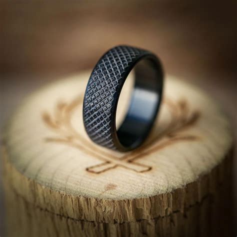 Black Zirconium Wedding Band, Men's Wood Ring, Wood Wedding Ring For ...