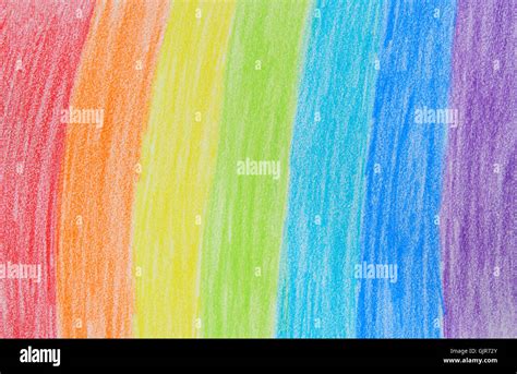 Rainbow crayon drawing Stock Photo - Alamy