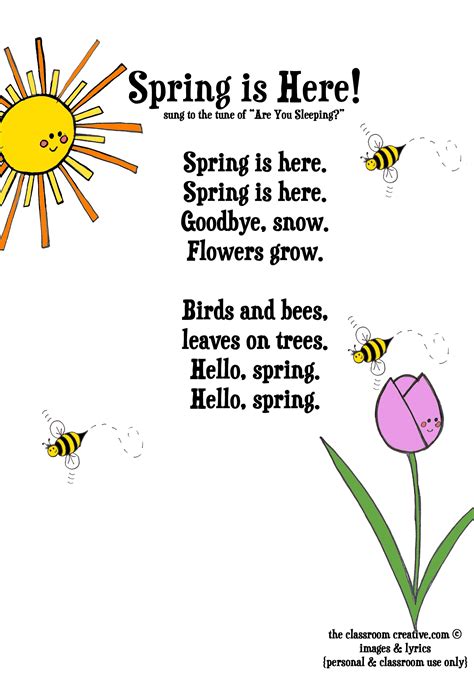 Spring activities: FREE spring poem for kids. | April School Ideas + Easter | Pinterest | Spring ...