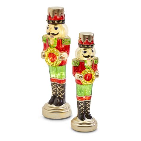 Set of 2 Light Up Nutcracker Soldier Incl 2 Sizes