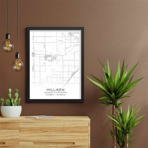 Milliken Colorado Map Poster, Modern Home Decor Wall Art Print - Custom ...