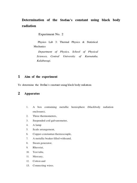 Experiment - 2 - Stefan Constant | PDF | Temperature | Thermocouple