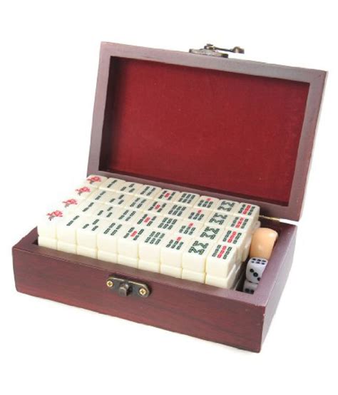 Attica Mahjong / Majiang travel set, game pieces made of white ivory imitation, in fine wood ...