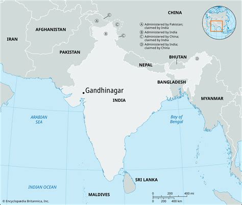 Gandhinagar On Map Of India - Corina Charmaine