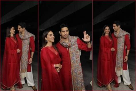 Newlyweds Sidharth Malhotra and Kiara Advani twin in red as they reach ...