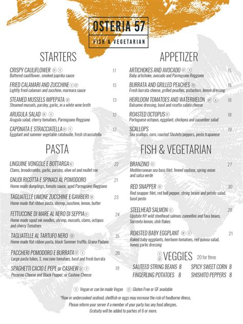 Osteria 57 Menu, Summer 2019 | Salad | Foods