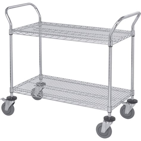 Industrial Wire Rack Shelving 2 Shelf Wheeled Storage and Display Cart 36x18x39 | eBay