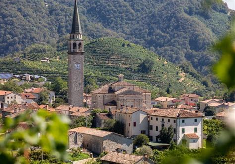 Picturesque Hills with Vineyards of the Prosecco Sparkling Wine Region between Valdobbiadene and ...