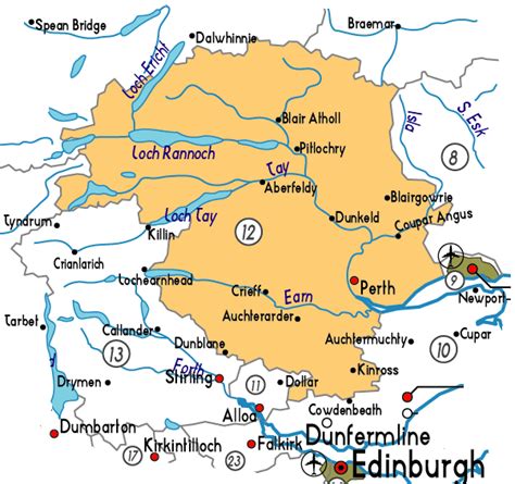 Map of Perth and Kinross Province Area