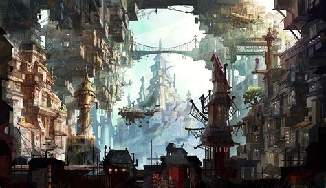 By artist Inno Choi. | Steampunk city, Fantasy city, Fantasy landscape