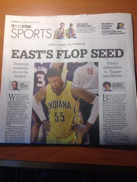 Front page of the Indianapolis Star's Sports section : r/nba