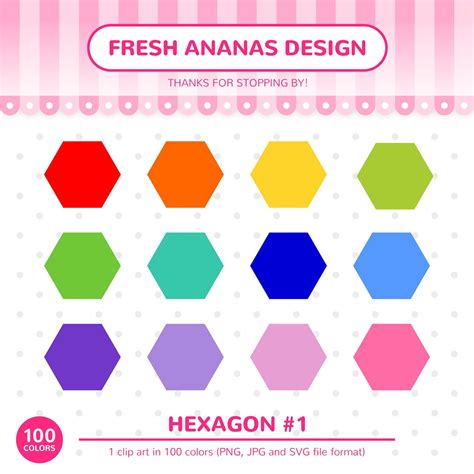 100 Colors Clip Art: Hexagon Hexagon Clipart Hexagon Shapes - Etsy