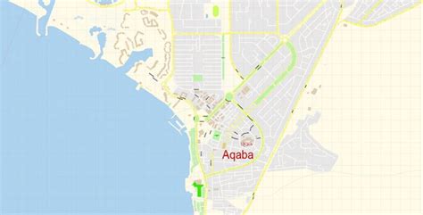 Eilat Israel + Aqaba Jordan Map Vector Exact City Plan detailed Street Map editable Adobe ...