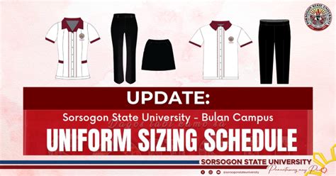 UPDATE: Uniform Sizing Schedule for Sorsogon State University – Bulan Campus – SORSOGON STATE ...