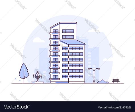 Urban landscape - modern thin line design style Vector Image