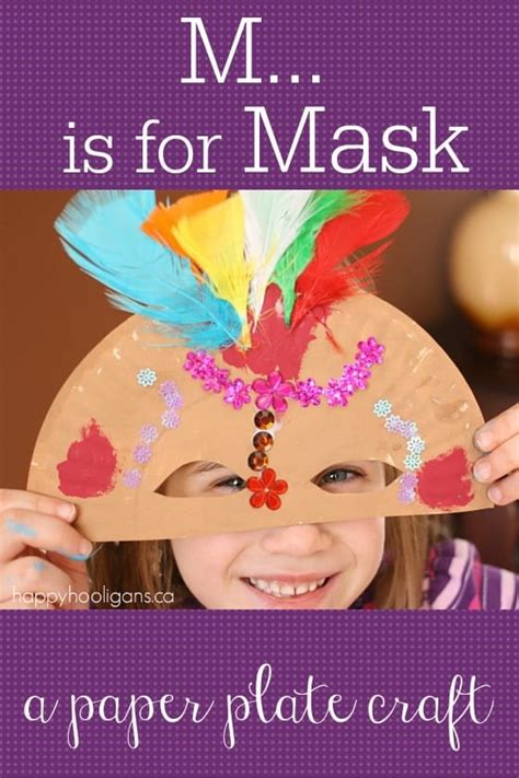 Paper Plate Mask Craft - "M" is for Mask - Happy Hooligans