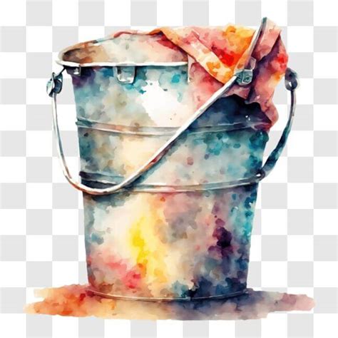 Download Watercolor Painting of Colorful Bucket PNGs Online - Creative ...