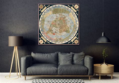 Ancient Flat Earth Map Canvas ,vintage World Map Poster Print,1587 by Monte Urbano Poster, 15th ...