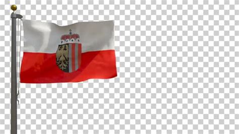 Upper Austria / Oberösterreich Flag (Austria) on Flagpole with Alpha Channel - 4K, Motion Graphics