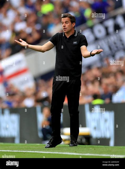 Fulham manager Marco Silva gestures on the touchline during the Premier ...