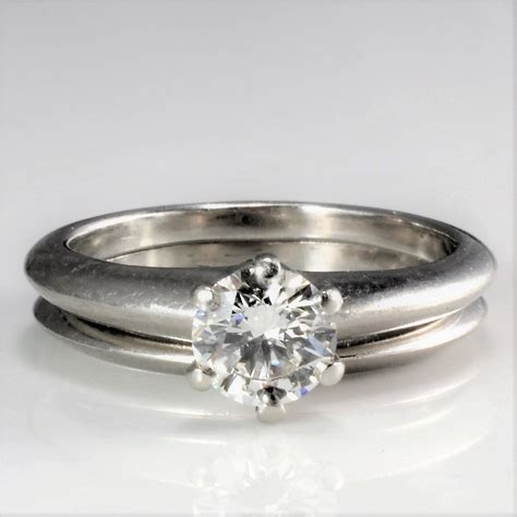 Tiffany & Co. Solitaire Diamond Wedding Ring Set | 0.63 ct, SZ 5.5 ...