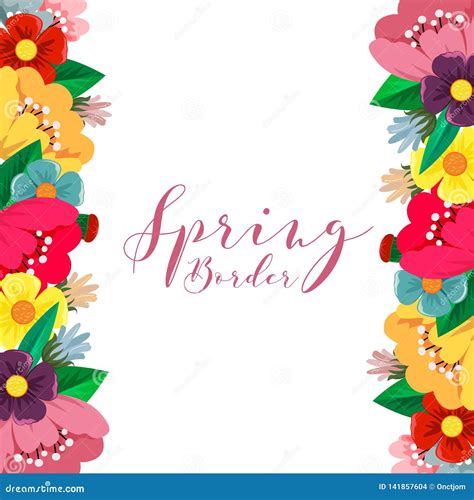 Spring Flower Border Flat Style Stock Vector - Illustration of beautiful, foliage: 141857604