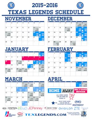 Fillable Online Texas Legends Schedule Fax Email Print - pdfFiller