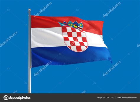 Croatia National Flag Waving Wind Deep Blue Sky High Quality Stock Illustration by ©sezerozger ...