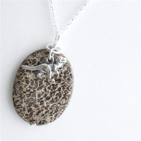 Dinosaur Bone Jewelry Fossil Necklace Brown Stone Pendant